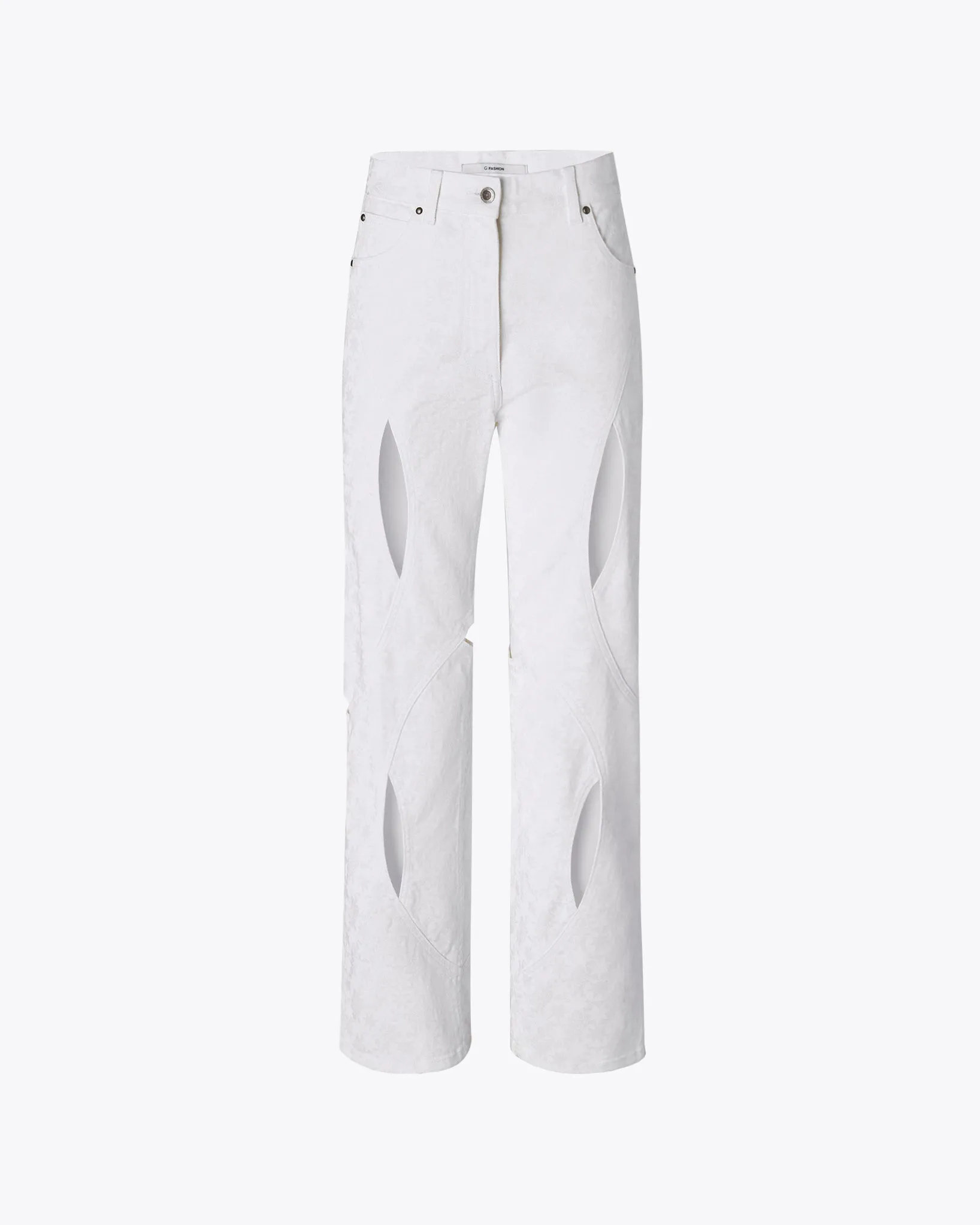 WHITE REGULAR FIT DENIM PANTS