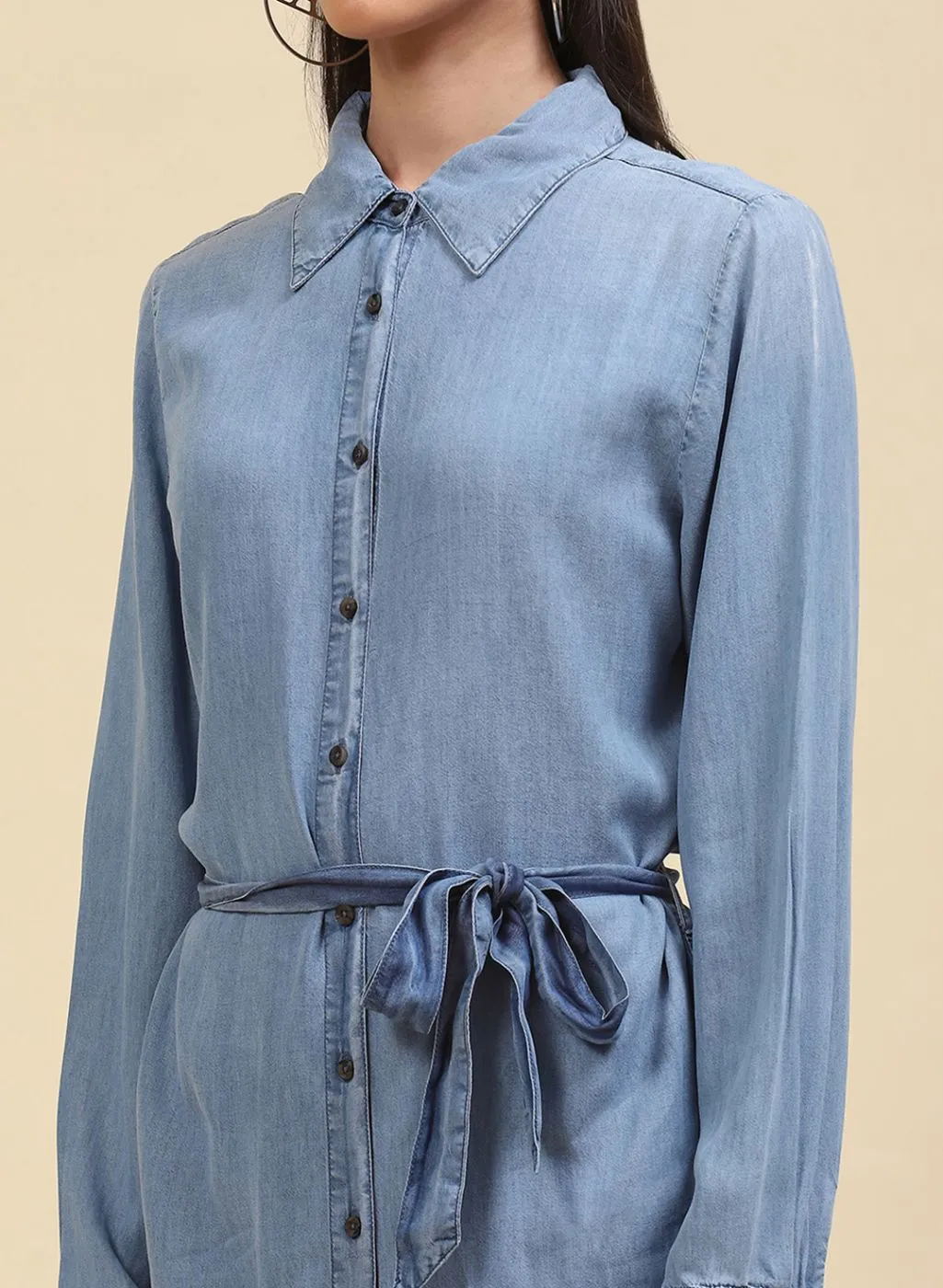 Women Blue Light Wash Tunic