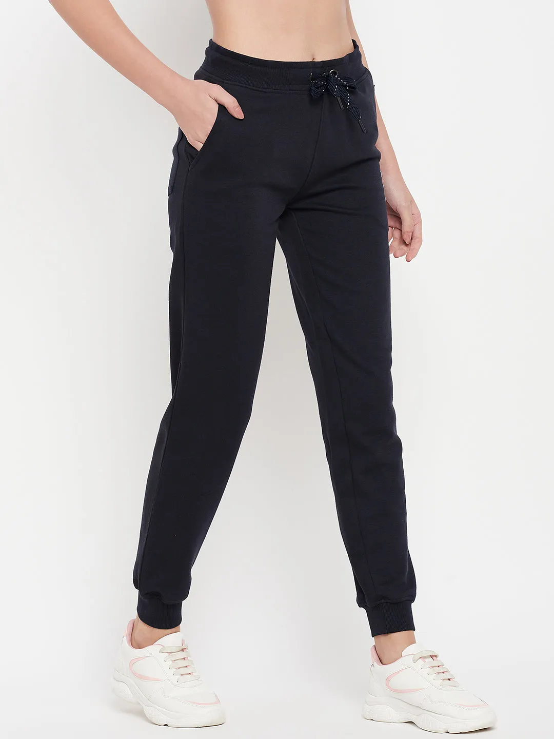 Women's Casual  Navy Blue Ankle length Mid rise Jogger Pants