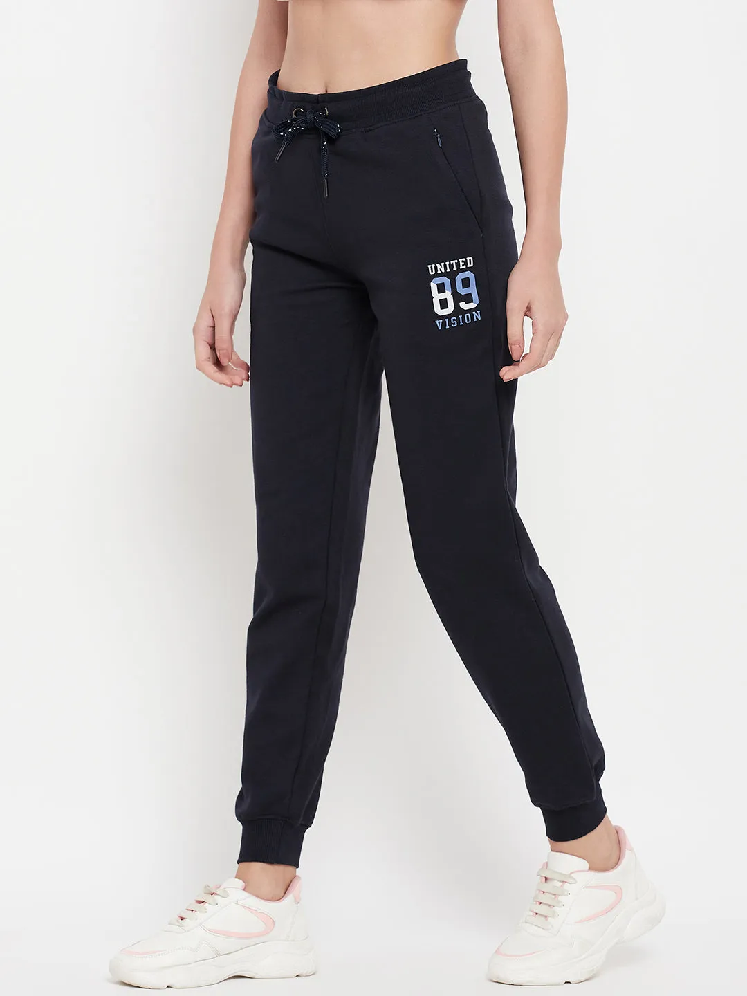 Women's Casual  Navy Blue Ankle length Mid rise Jogger Pants