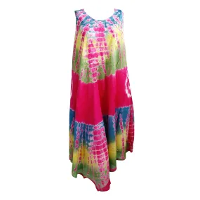 Womens Tie Dye Tunic Dress- Pink