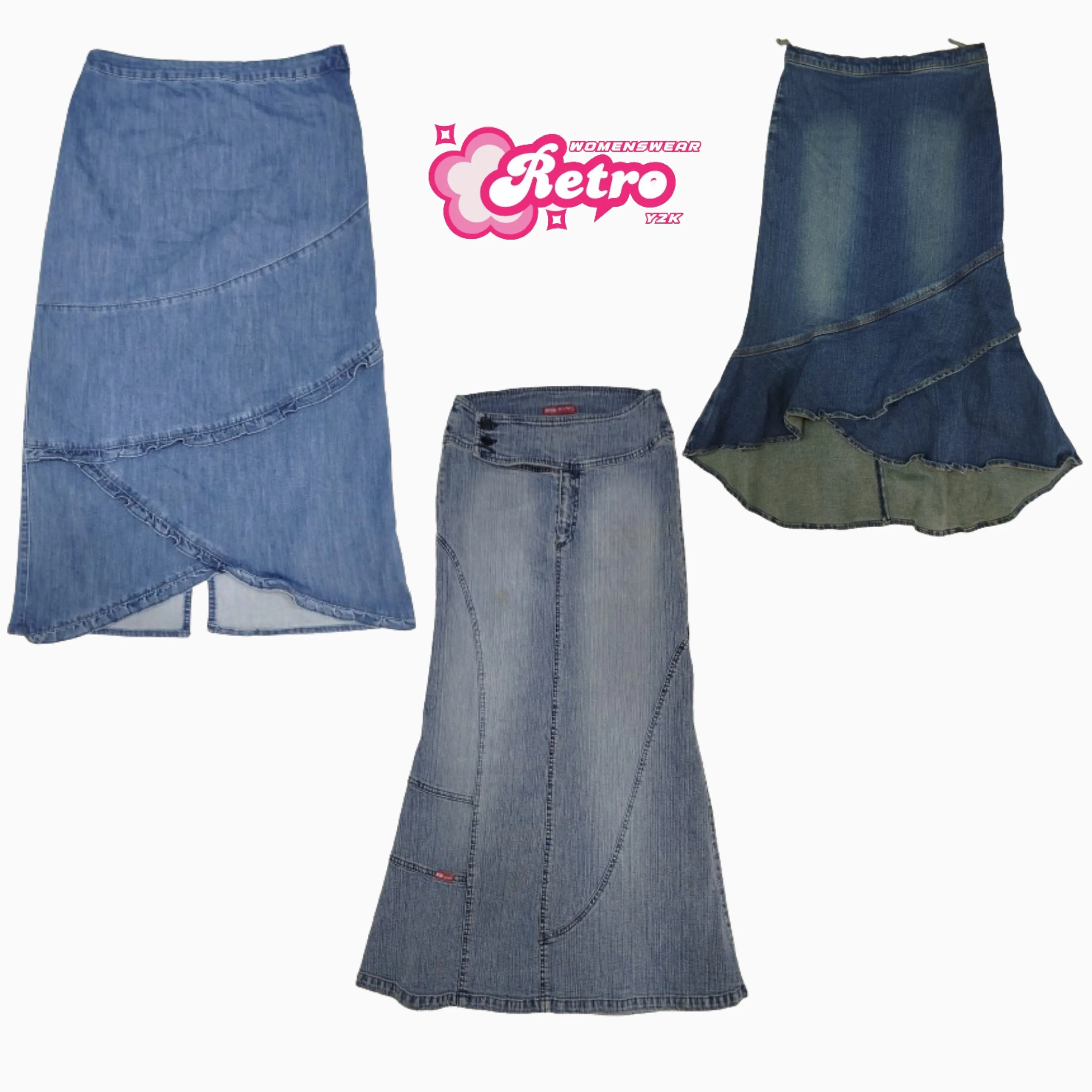 Y2K Denim Midi Maxi Skirts